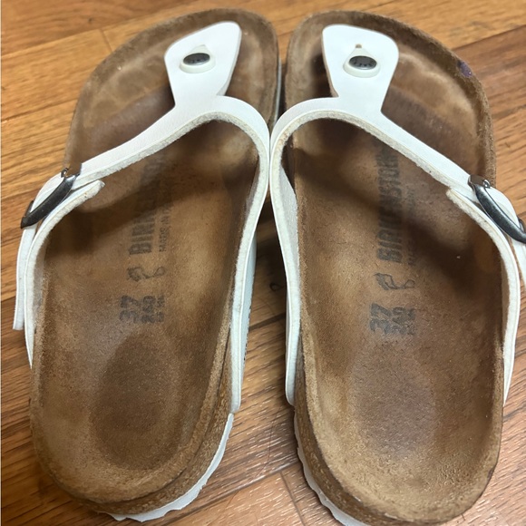 Birkenstock White and Brown Leather Sandals size 37 - Picture 2 of 5